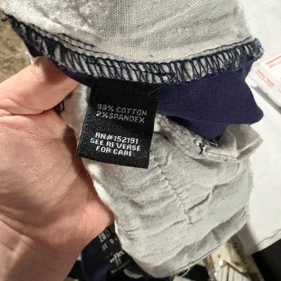 Knickerbocker navy Blue Flat Front cotton stretch surfboard print Shorts SZ 33 - Picture 11 of 11